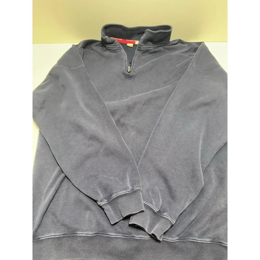 Cutter & Buck Large Navy Blue Men’s 1/4 zip Pullover Pima Cotton Preppy